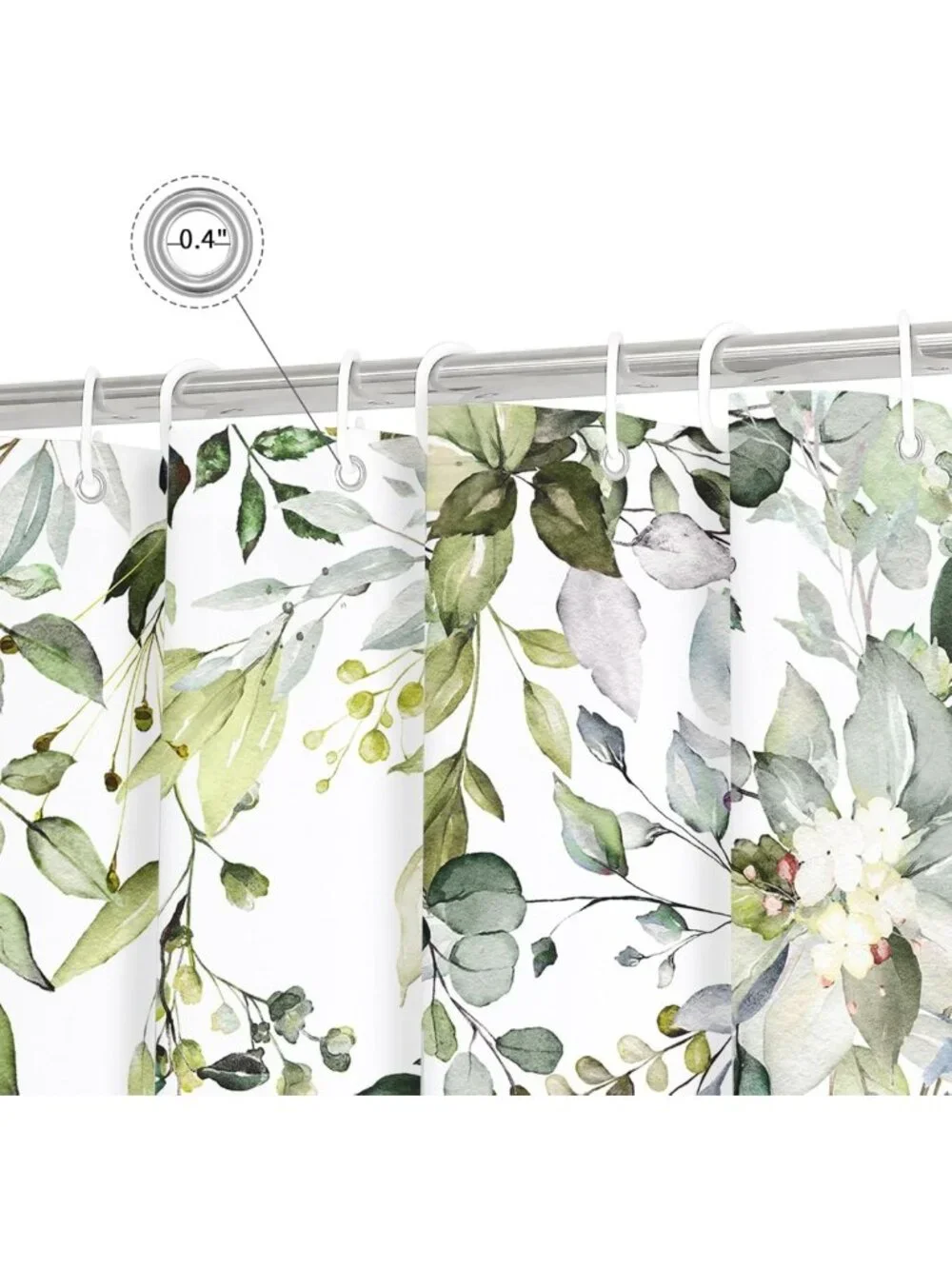 Sage Green Eucalyptus Shower Curtain Set | Floral Watercolor Bathroom Decor